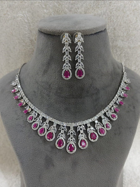 Zirconia Indian Jewelry - Zirconia Stones Necklace & Earrings