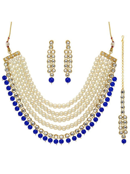 Necklace Indian Jewelry - Kundan & Pearl Necklace Tikka