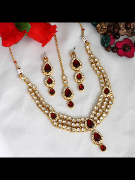 Necklace Indian Jewelry - Kundan Necklace & Tikka