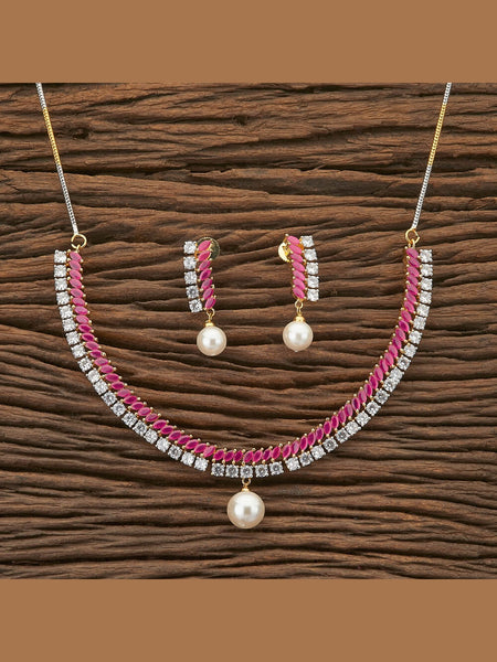 Zirconia Indian Jewelry - Zirconia  & Pearl Necklace
