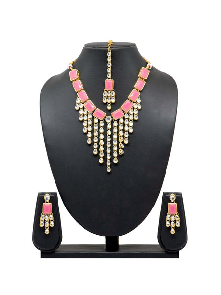 Necklace Indian Jewelry - Kundan Necklace with Tikka