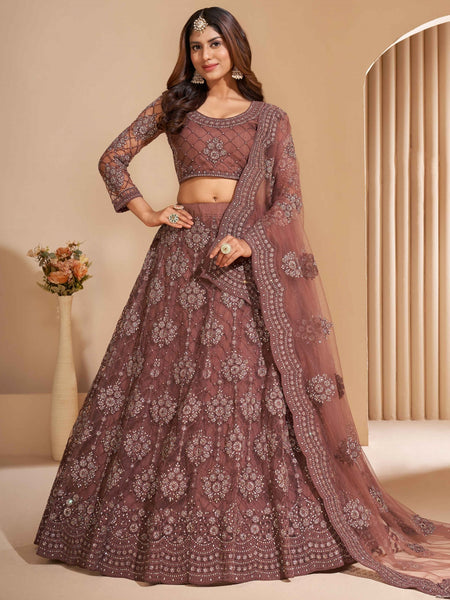 Plus-Sizes Lehenga Choli - Net & Silk Embroidery