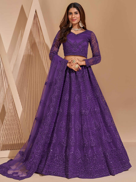 Plus-Sizes Lehenga Choli - Net & Silk Embroidery