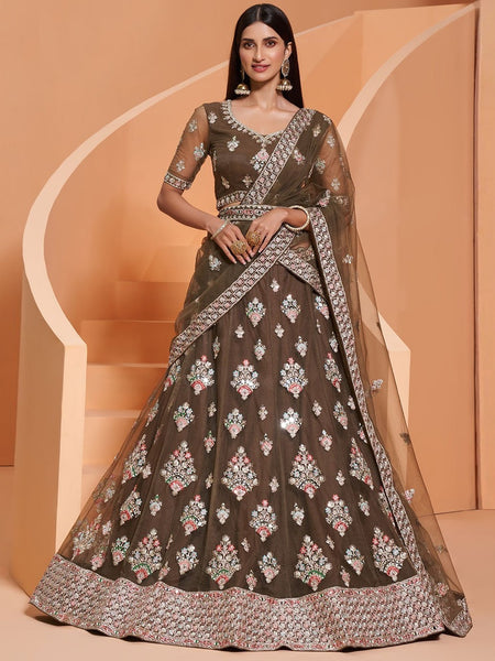 Plus-Sizes Lehenga Choli - Embroidery on Net Sequins
