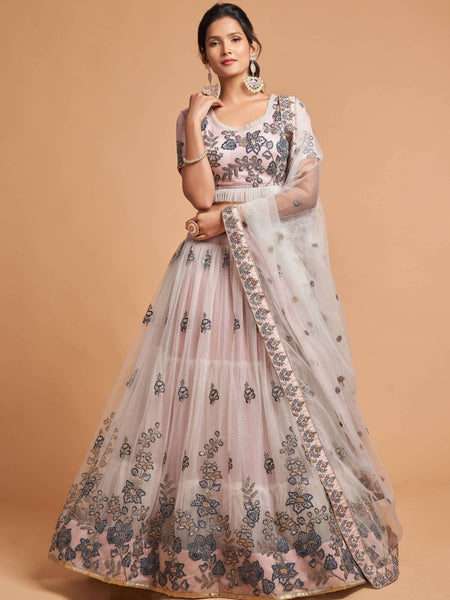 Plus-Sizes Lehenga Choli - Soft Net Embroidery