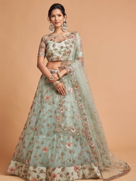 Plus-Sizes Lehenga Choli - Soft Net Embroidery
