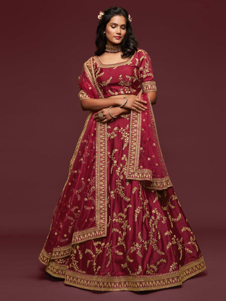 Plus-Sizes Lehenga Choli - Art Silk & Net Embroidery