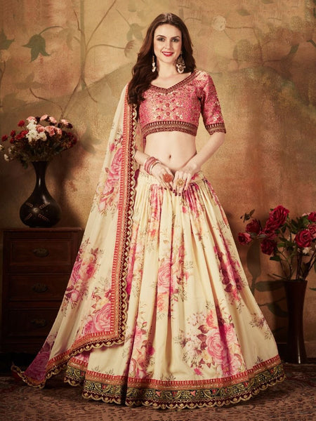 Plus-Sizes Lehenga Choli - Organza & Silk Embroidery