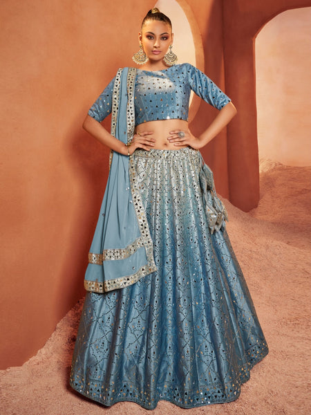 Plus-Sizes Lehenga Choli - Velvet Sequins Embroidery