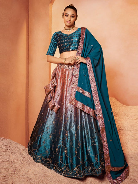 Plus-Sizes Lehenga Choli - Velvet Sequins Embroidery