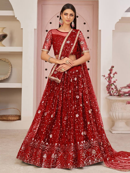 Plus-Sizes Lehenga Choli - Soft Net Sequins