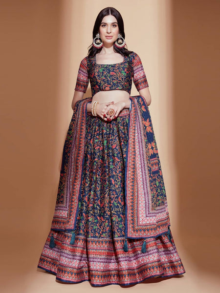 Green Lehenga Choli - Digital Printed Chinon Chiffon