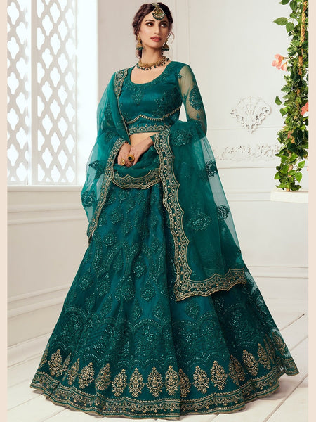 Plus-Sizes Lehenga Choli - Embroidery on Net & Silk
