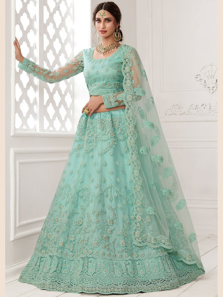 Plus-Sizes Lehenga Choli - Embroidery on Net & Silk
