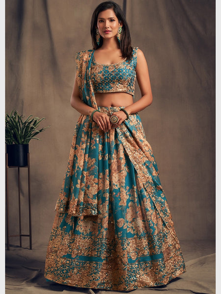 Plus-Sizes Lehenga Choli - Embroidery on Organza