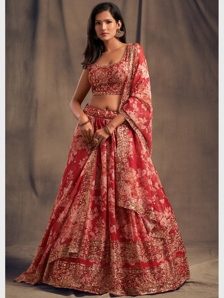 Plus-Sizes Lehenga Choli - Embroidery on Organza