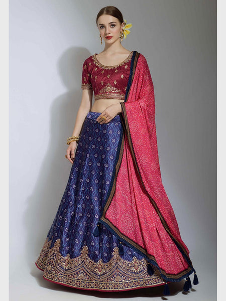 Plus-Sizes Lehenga Choli - Satin & Silk Embroidered