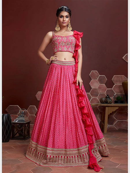 Plus-Sizes Lehenga Choli - Art Silk & Net Embroidery
