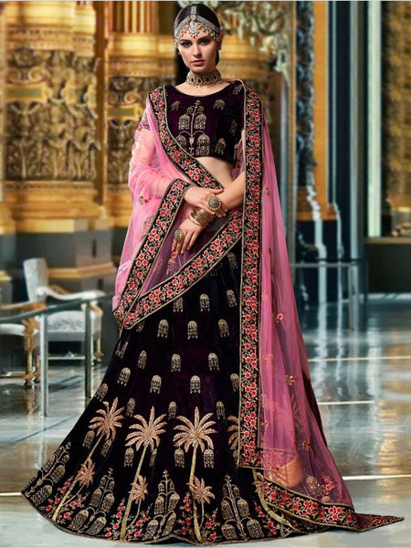  Lehenga Choli - Velvet and Net Embroidery