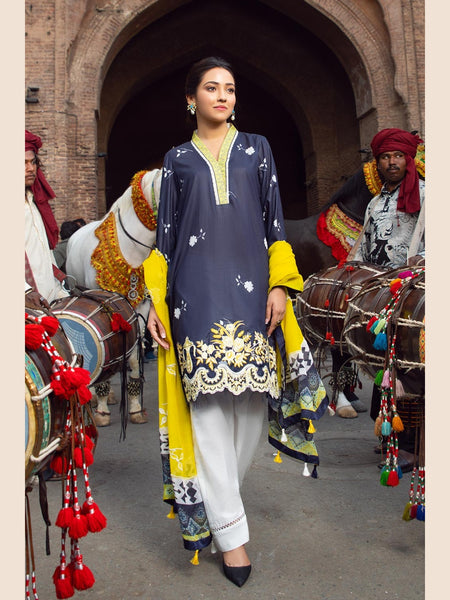Pakistani Salwar Kameez - Lawn & Chiffon Embroidery