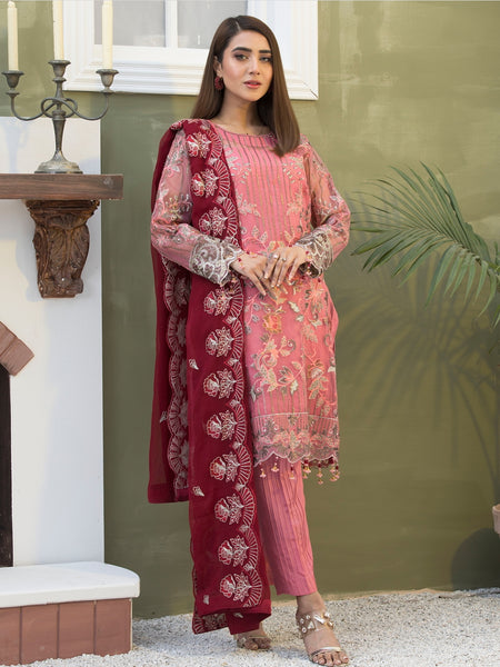  Pakistani Dress - Embroidery on Organza & Silk