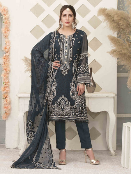 Pakistani Salwar Kameez - Embroidered Chiffon