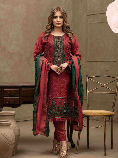 Pakistani Salwar Kameez - Aari Embroidered Lawn