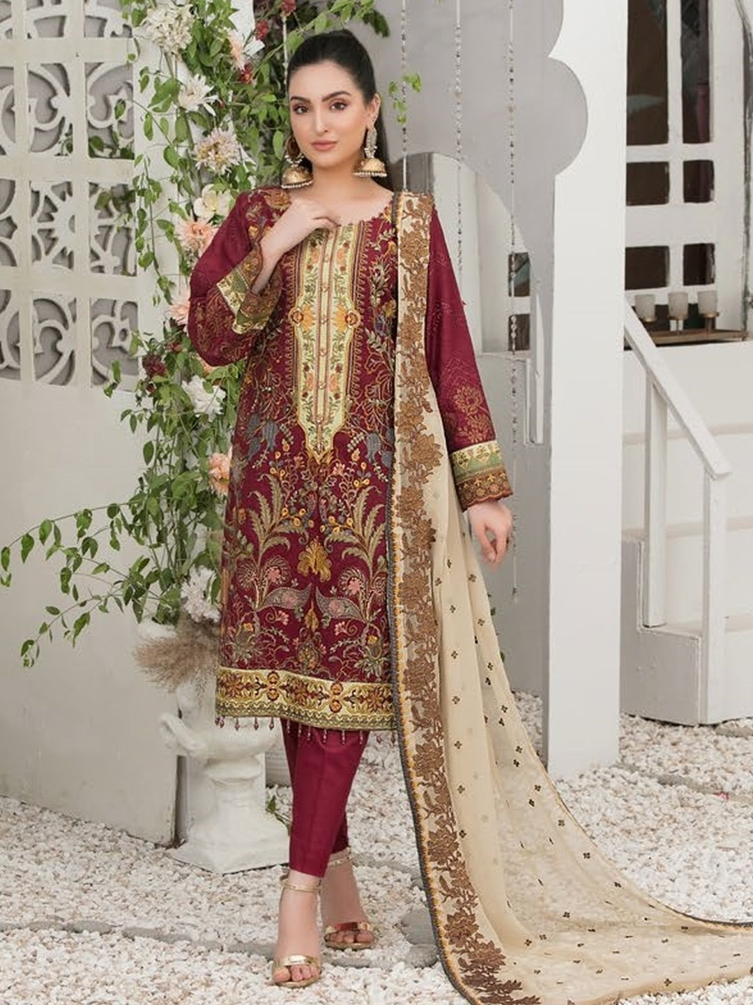 Buy Red Heavy embroidered Jacquard Salwar Kameez - Pakistani Dress - C537K | Fabricoz Australia Buy Red Heavy embroidered Jacquard Salwar Kameez - Pakistani Dress - C537K | Fabricoz Australia