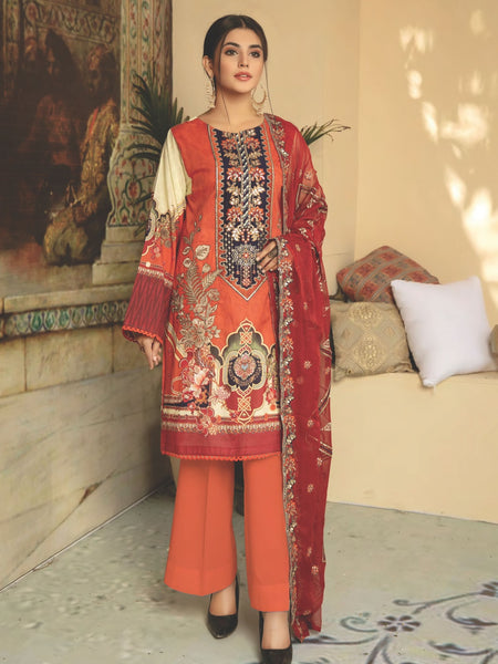  Pakistani Dress - Embroidered Lawn & Chiffon
