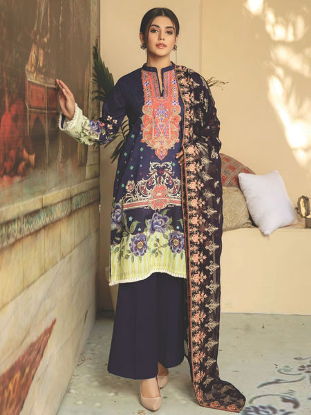  Pakistani Dress - Embroidered Lawn & Chiffon