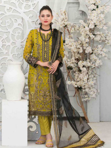  Pakistani Dress - Embroidered Crinkle Chiffon