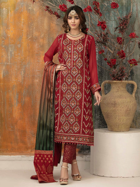 Pakistani Dress - Embroidered Premium Chiffon
