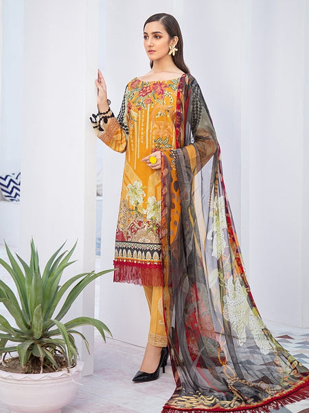  Pakistani Dress - Chiffon & Lawn Embroidery