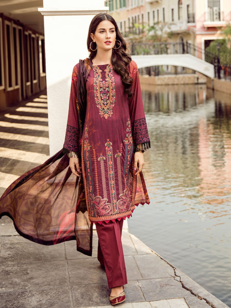  Pakistani Dress - Silk & Lawn Embroidery