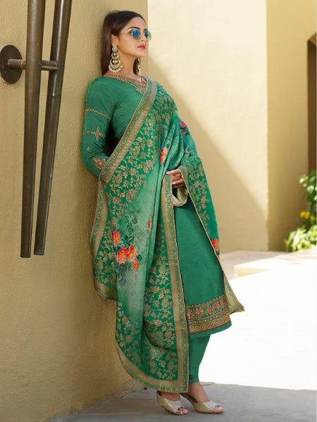Jacquard Indian Dress - Satin & Jacquard Embroidery