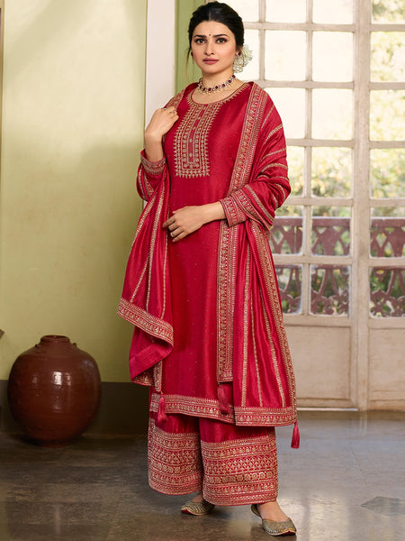 Red Indian Dress - Silk Georgette Embroidery