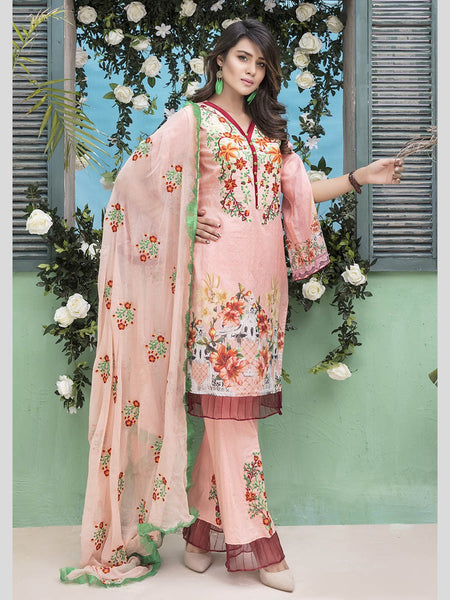 Pakistani Salwar Kameez - Chiffon & Lawn Embroidery