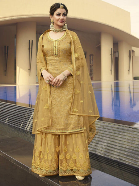 Jacquard Indian Dress - Dola Jacquard & Net