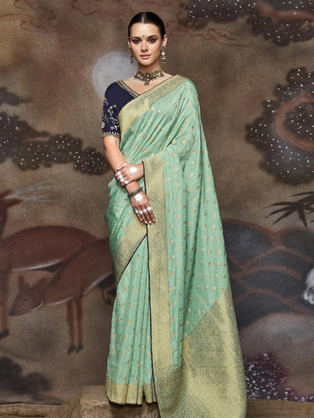 Green Saree - Art Silk Zari
