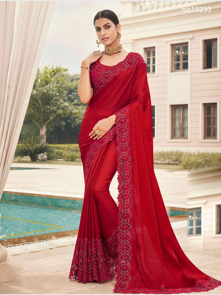 Georgette Saree - Satin Georgette Embroidery