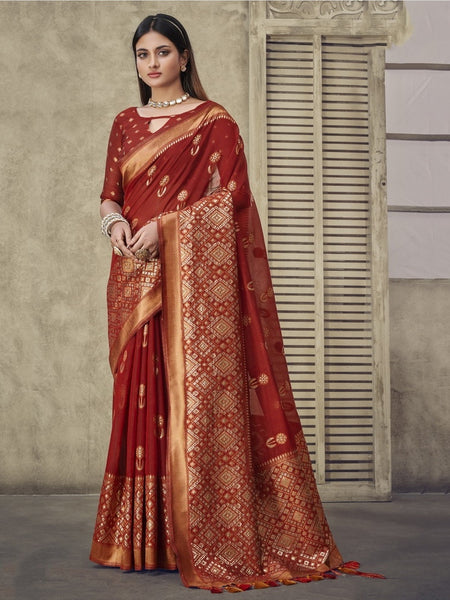 Red Saree - Zari on Soft Cotton