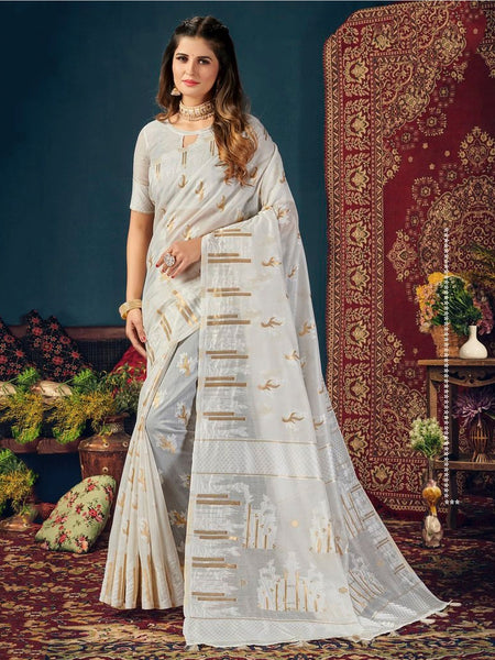White Saree - Soft Cotton Handloom