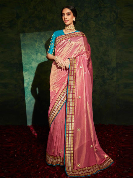 Pink Saree - Art Silk Embroidery