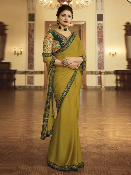 Green Saree - Heavy Embroidery on Silk