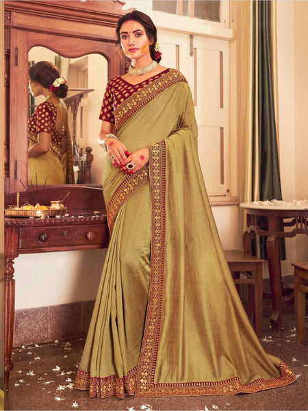 Green Saree - Silk with Heavy Embroidery