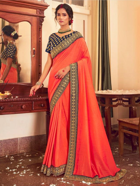 Pink Saree - Silk with Heavy Embroidery