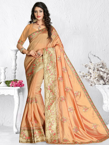 Casual Saree - Embroidered Silk
