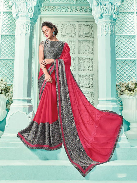 Pink Saree - Fancy Digital Print