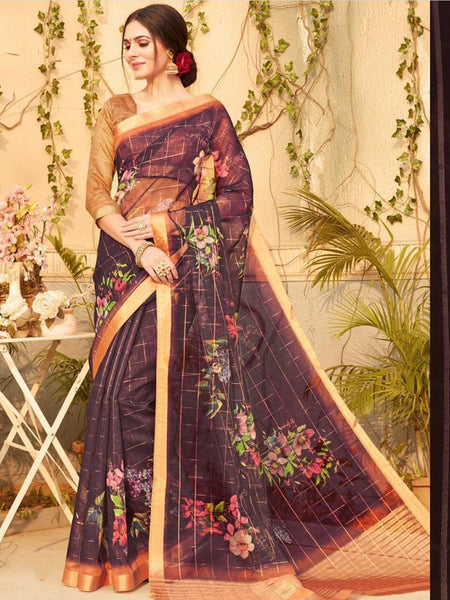 Saree - Organza & Linen Prints