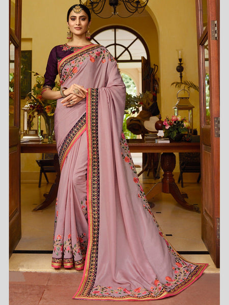 Silk Saree - Embroidered Art Silk